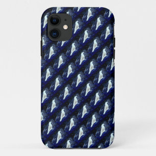 weiße Vögel auf blauem Kasten iPhone 11 Hülle
