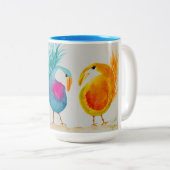 Weiße Vögel! Farbige Tasse mit Wasserfarbe (VorderseiteRechts)