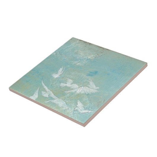 Weiße Vögel fliegen durch den blauen Himmel Fliese (Seite)