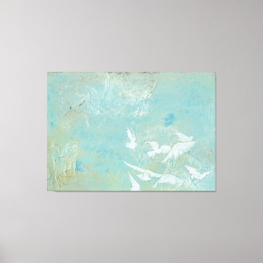 Weiße Vögel fliegen durch den blauen Himmel Leinwanddruck (Vorderseite)