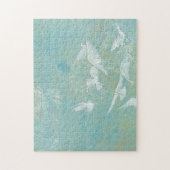 Weiße Vögel fliegen durch den blauen Himmel Puzzle (Vertikal)