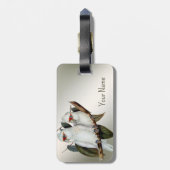 Weiße Vögel Langschnabel Kakadu Name Grüne Blätter Gepäckanhänger (Rückseite vertikal)