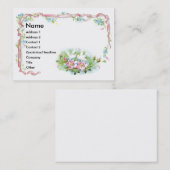 Weiße Vögel, rosa Band u. wilde Rosen Visitenkarte (Vorne/Hinten)