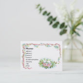 Weiße Vögel, rosa Band u. wilde Rosen Visitenkarte (Stehend Vorderseite)