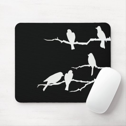 Weiße Vogel-Silhouette Mousepad (Mit Mouse)