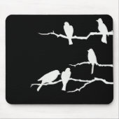 Weiße Vogel-Silhouette Mousepad (Vorne)