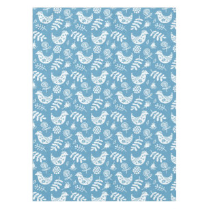 Weiße Vögel und Blume auf blau Tischdecke