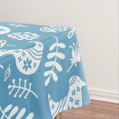 Weiße Vögel und Blume auf blau Tischdecke (Beispiel)