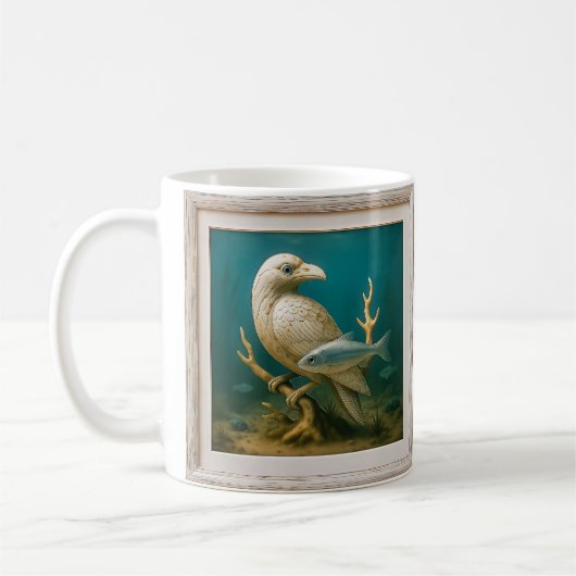 Weiße Vogelstatuette Kaffeetasse (Links)
