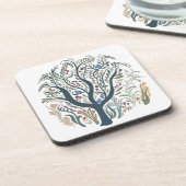 Weiße Volkskunst, Wald Erde Tones Getränkeuntersetzer (Linke Seite)