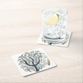 Weiße Volkskunst, Wald Erde Tones Rechteckiger Pappuntersetzer (Vor Ort)