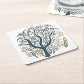 Weiße Volkskunst, Wald Erde Tones Rechteckiger Pappuntersetzer (angewinkelt)