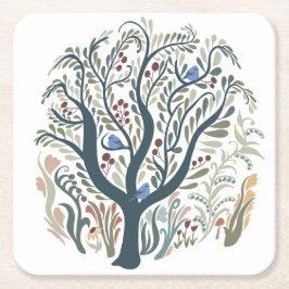 Weiße Volkskunst, Wald Erde Tones Rechteckiger Pappuntersetzer