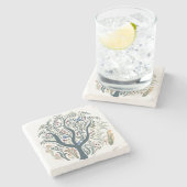 Weiße Volkskunst, Wald Erde Tones Steinuntersetzer (Seitenansicht)