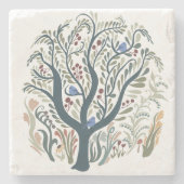 Weiße Volkskunst, Wald Erde Tones Steinuntersetzer (Vorderseite)