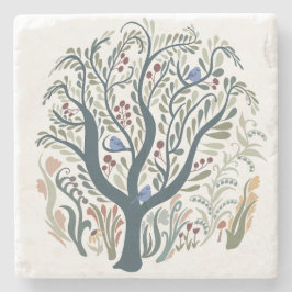 Weiße Volkskunst, Wald Erde Tones Steinuntersetzer