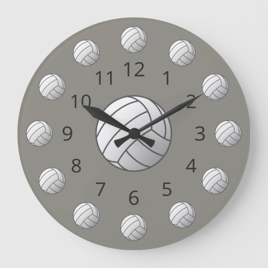 Weiße Volleyball-Atom mit Zahlen Große Uhr (Vorderseite)