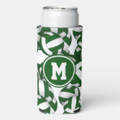 Weiße Volleyball-Muster mit Monogramm des Spielers Selters Dosenkühler (Seltzer Rückseite)