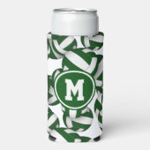 Weiße Volleyball-Muster mit Monogramm des Spielers Selters Dosenkühler (Seltzer Vorderseite)