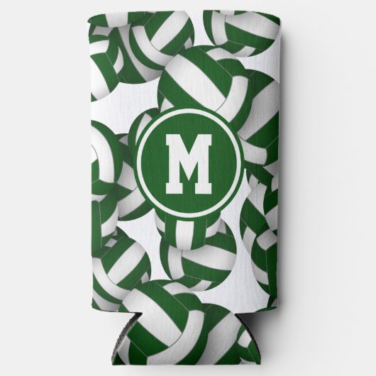 Weiße Volleyball-Muster mit Monogramm des Spielers Selters Dosenkühler (Vorderseite)