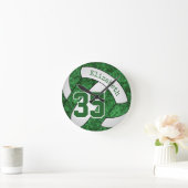 Weiße Volleyball-Team färbt Mädchen nach Maß Runde Wanduhr (Zuhause)