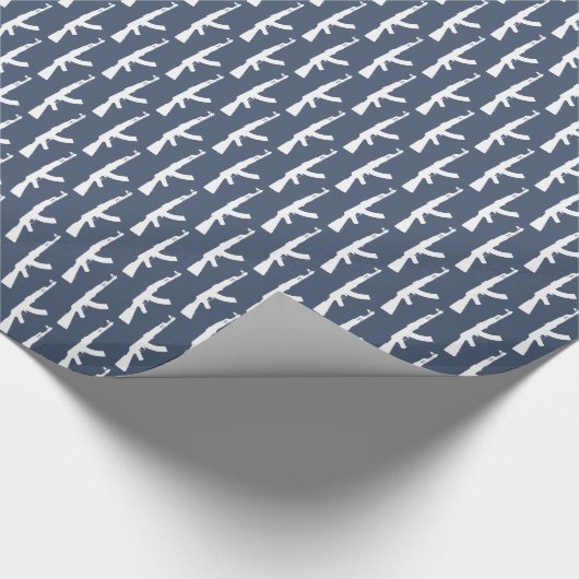 Weiße Waffen AK-47 Sturmgewehre, blaue Jrane Geschenkpapier (Ecke)