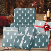 Weiße Waldbäume Blaue Spruce Geschenkpapier