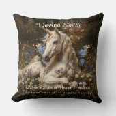 Weiße Wälder Unicorn Blauer Schmetterling Wiese Fl Kissen (Vorderseite)