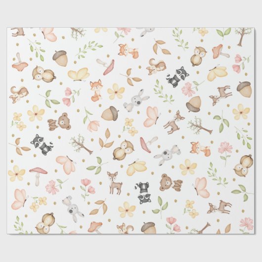 Weiße Waldtiere Geschenkpapier (Flach)