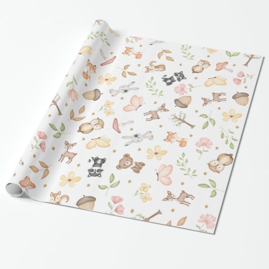 Weiße Waldtiere Geschenkpapier (Ungerollt)