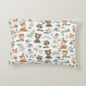Weiße Waldtiere Weiden Grünes Kinderzimmer Dekokissen (Rückseite)