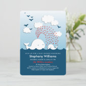 Weiße Wale Stilvolle Baby-Dusche einladen abgerund Einladung (Stehend Vorderseite)