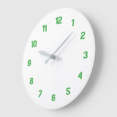 Weiße Wall-Uhr mit grünen Zahlen Große Wanduhr (Winkel)