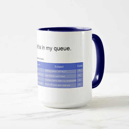 Weiße Warteschlange Tasse (VorderseiteRechts)