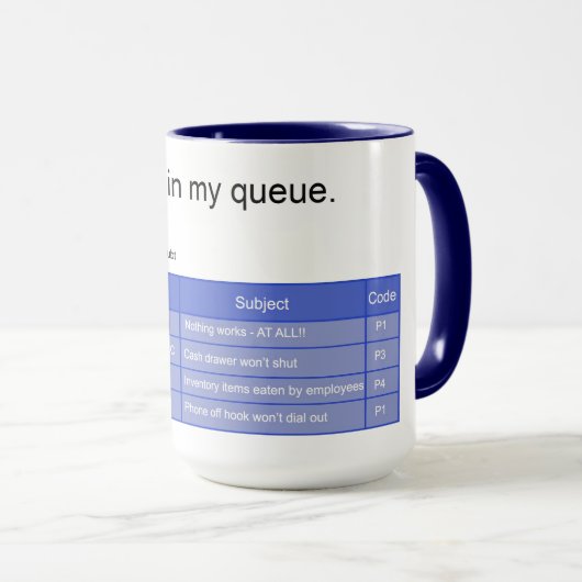 Weiße Warteschlange Tasse (VorderseiteRechts)