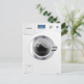 Weiße Waschmaschine Postkarte (Stehend Vorderseite)