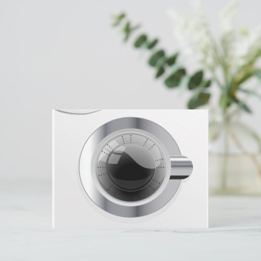 Weiße Waschmaschine Postkarte (Stehend Vorderseite)