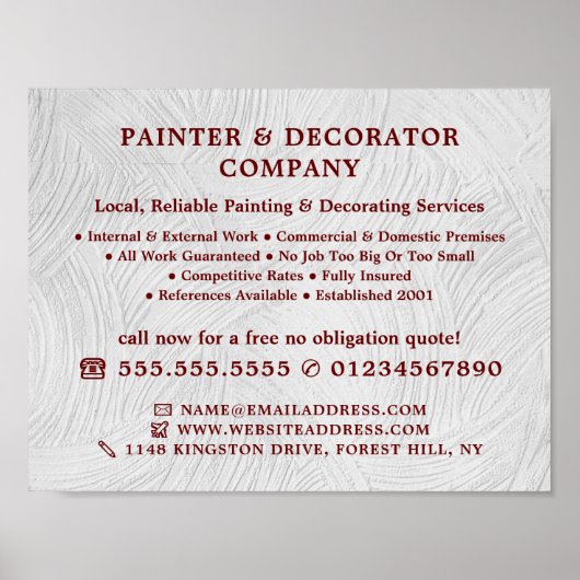 Weiße Wash Paint, Maler und Dekorator Poster (Vorne)