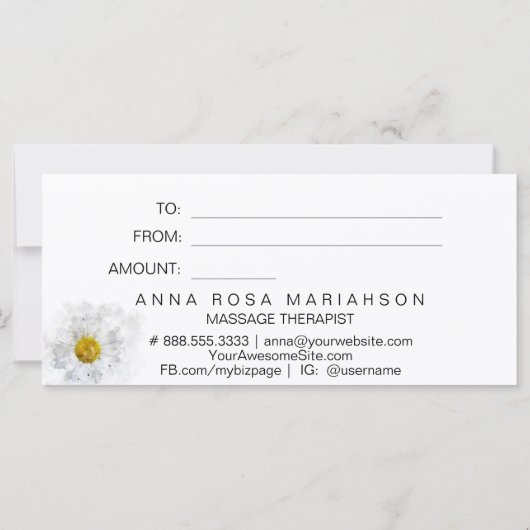 *~* Weiße Wasserfarbe Daisy Herz Minimalistisch Gi (Rückseite)