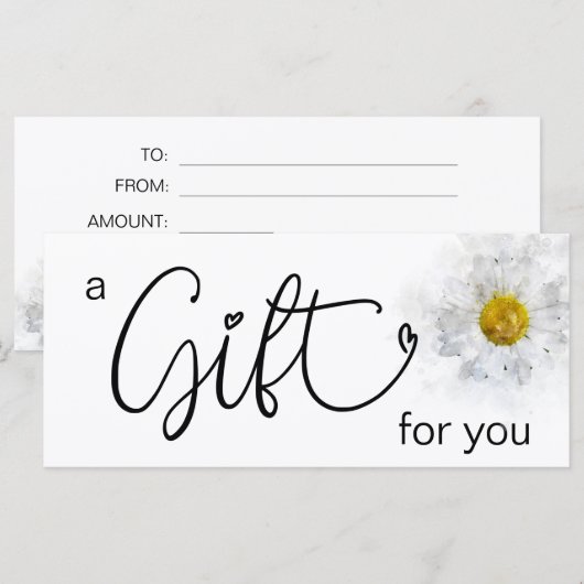 *~* Weiße Wasserfarbe Daisy Herz Minimalistisch Gi (Vorne/Hinten)