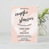 Weiße Wasserfarbe Herz Rosa Paare Dusche Einladung (Stehend Vorderseite)