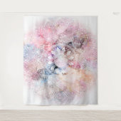 Weiße Wasserfarbe Mandala Design Wandteppich (Vorderseite)