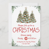 Weiße Wasserfarbe Weihnachten Party Einladung (Vorderseite)