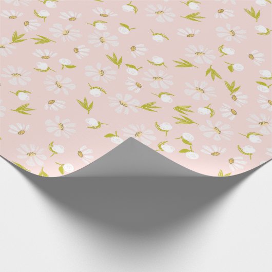 Weiße Wasserfarben auf rosa Geschenkpapier (Ecke)