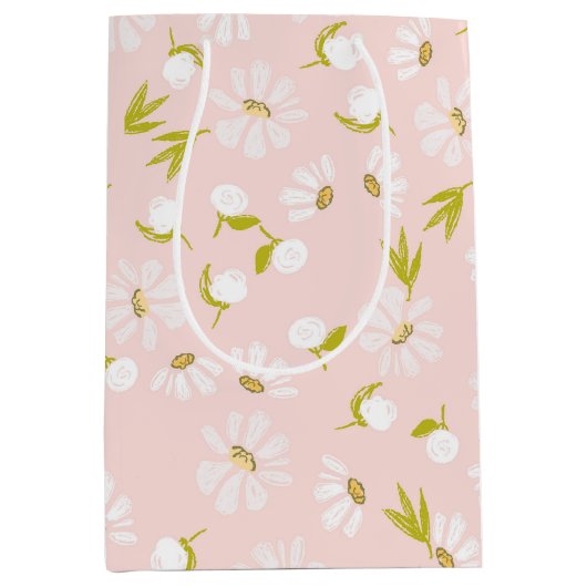 Weiße Wasserfarben auf rosa Mittlere Geschenktüte (Vorderseite)