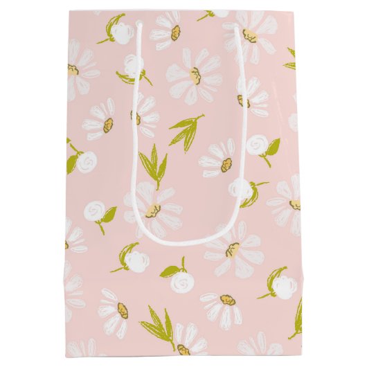 Weiße Wasserfarben auf rosa Mittlere Geschenktüte (Rückseite)