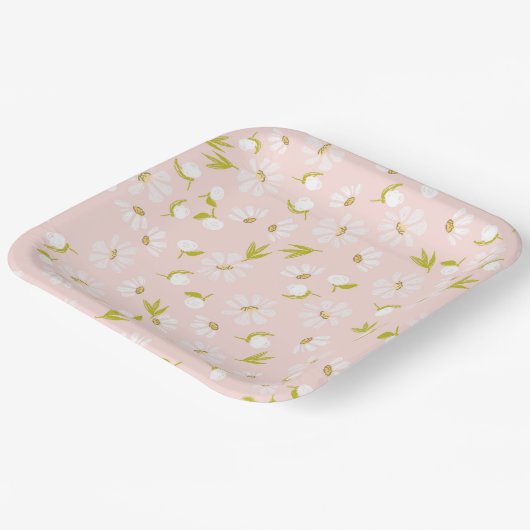 Weiße Wasserfarben auf rosa Pappteller (Gewinkelt)