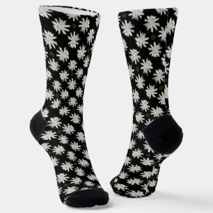 Weiße Wasserlilie mit schwarzen und grünen Crews Socken