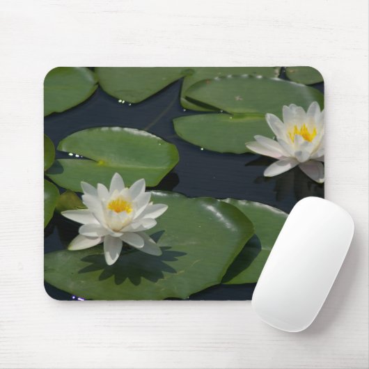 Weiße Wasserlilie Mousepad (Mit Mouse)