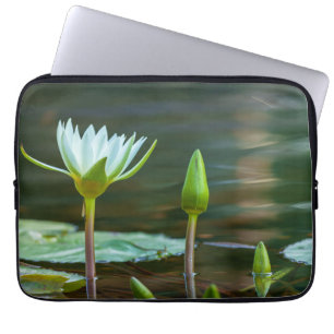 Weiße Wasserlilie und Knospe Laptopschutzhülle